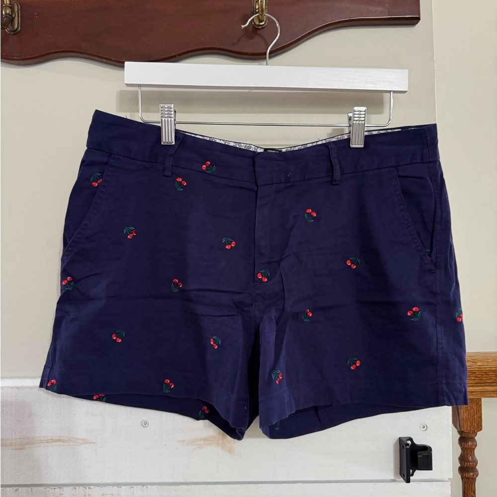 Jones New York Navy Shorts with Cherry Detail